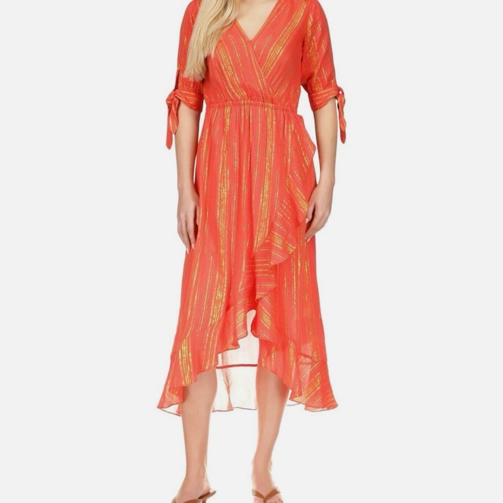 MICHAEL Michael Kors Metallic ruffle wrap dress- never worn size large